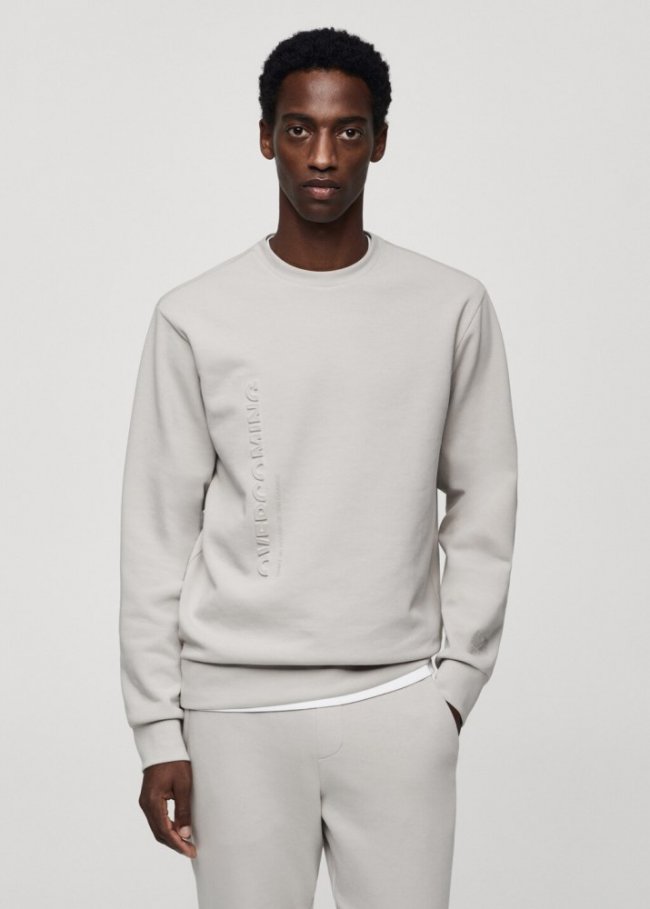 Mango Sudadera mensaje tejido técnico - Gris hielo