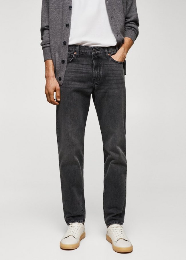 Mango Jeans Bob straight fit - Denim negro