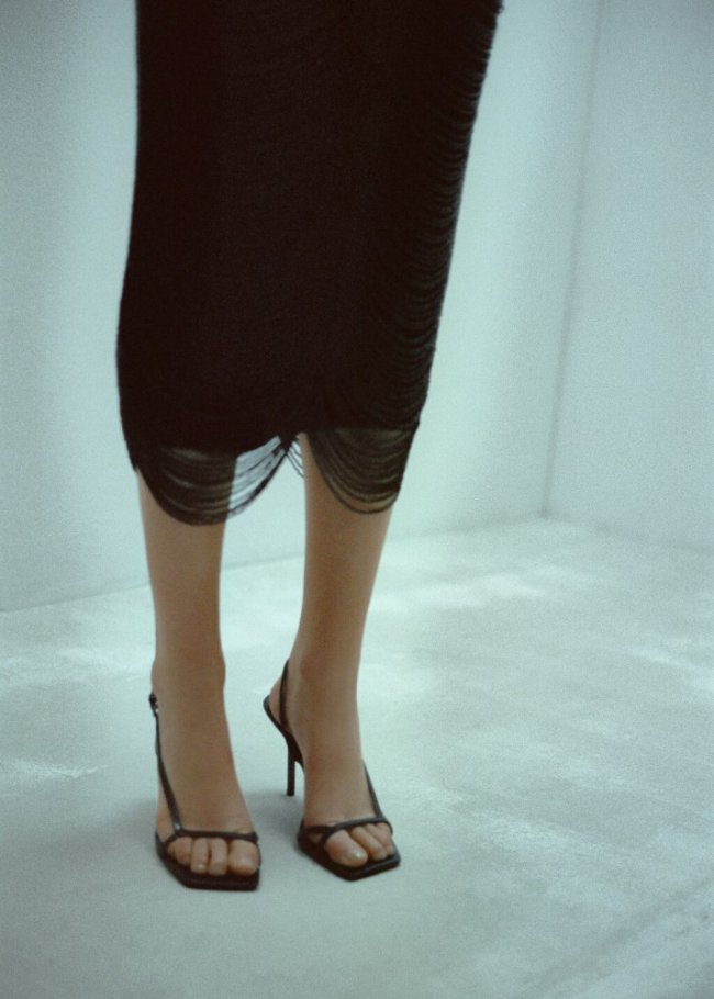 Mango Sandalia piel tiras - Negro