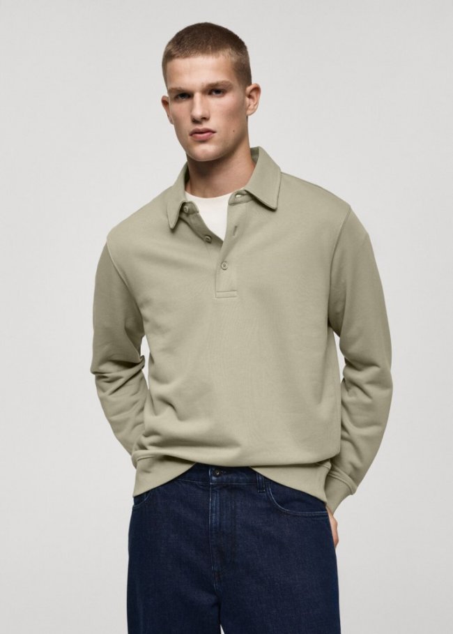 Mango Sudadera polo 100% algodón - Khaki