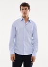 Mango Camisa slim fit rayas tejido stretch - Azul