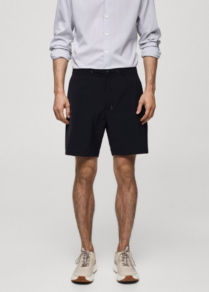 Mango Bermudas regular fit cordón - Azul marino oscuro