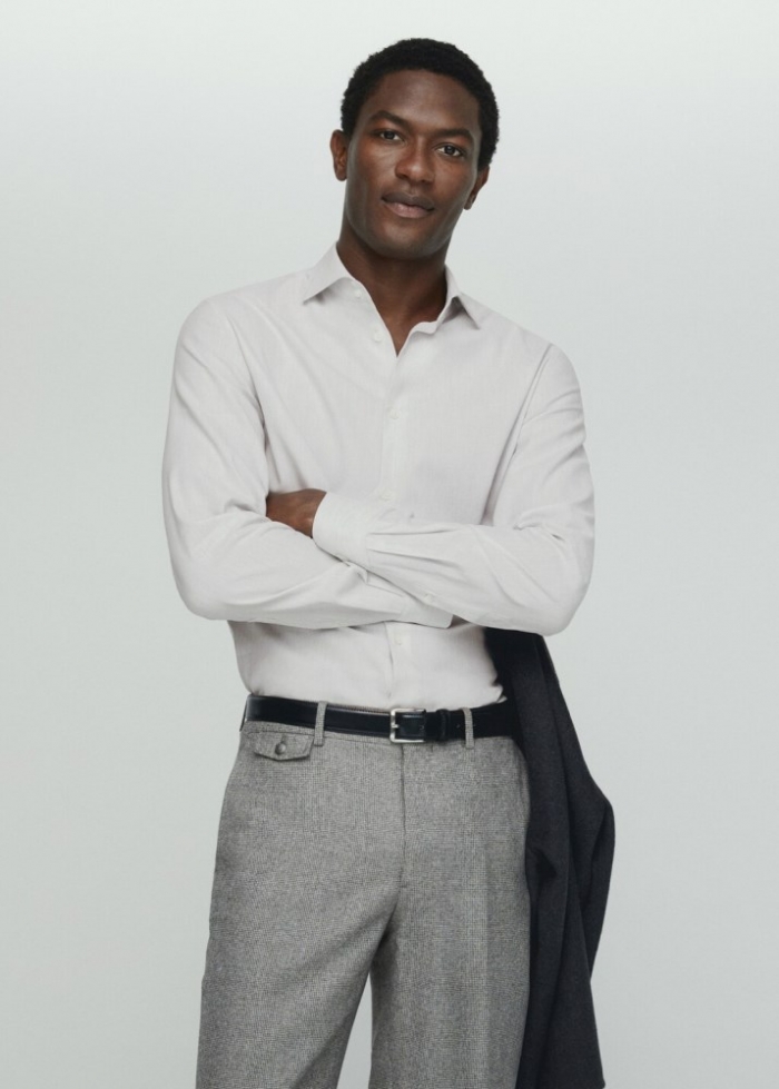 Mango Camisa 100% algodón estructura - Gris