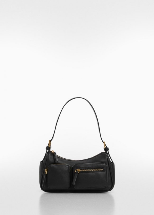 Mango Bolso hombro bolsillos - Negro