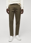 Mango Pantalón algodón tapered crop - Verde medio