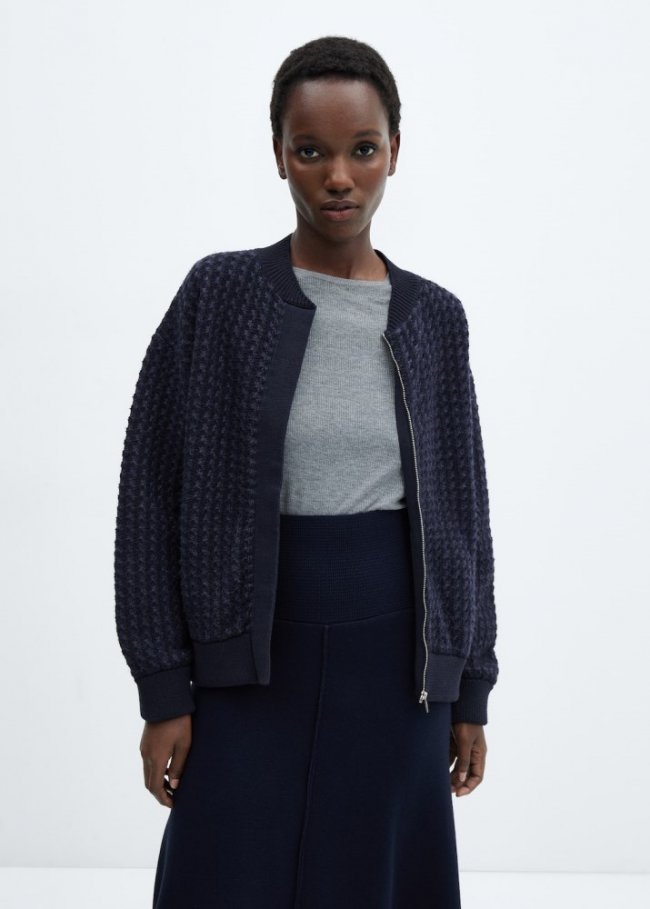 Mango Chaqueta bomber punto - Azul