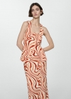 Mango Top estampado lazo - Crudo