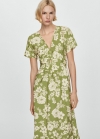 Mango Vestido estampado abertura - Verde