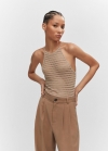 Mango Top punto cuello halter - Marrón