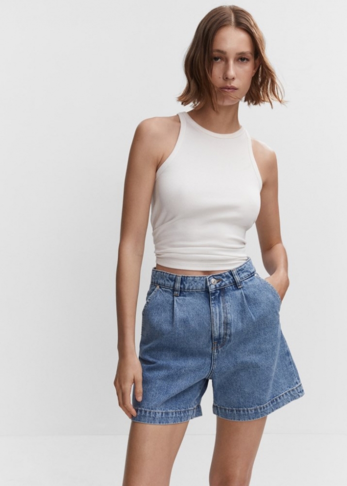 Mango Shorts vaqueros slouchy - Azul medio