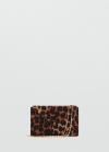 Mango Billetera piel pelo cadena leopardo - Marrón