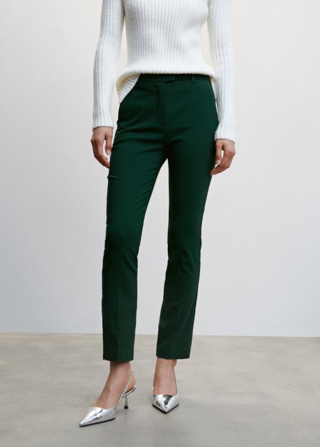 Mango Pantalón skinny crop - Verde