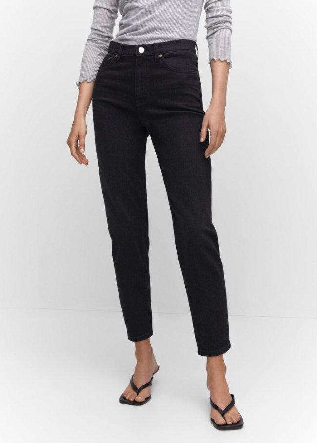 Mango Jeans mom confort tiro alto - Denim negro