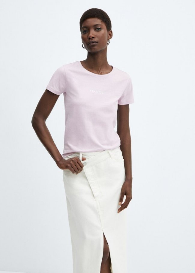 Mango Camiseta algodón logo - Lavanda