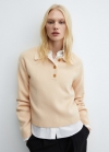 Mango Jersey punto cuello abotonado - Beige