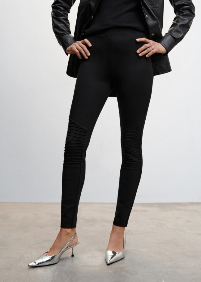 Mango Leggins estilo biker - Negro