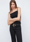 Mango Top tirantes cuello recto - Negro
