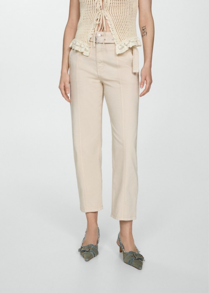 Mango Jeans slouchy cintruón vuelta - Blanco roto