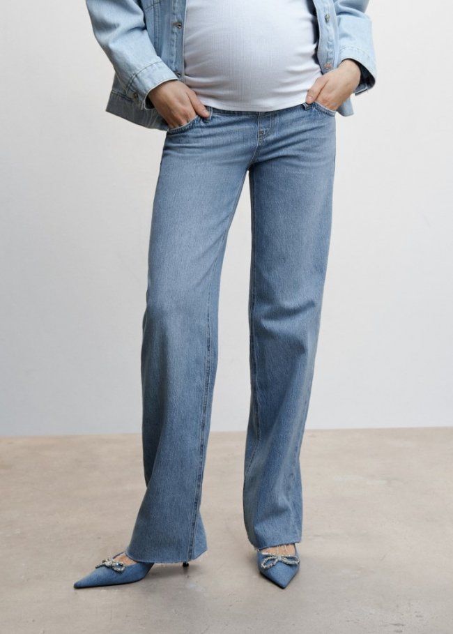 Mango Jeans wideleg premamá - Azul medio