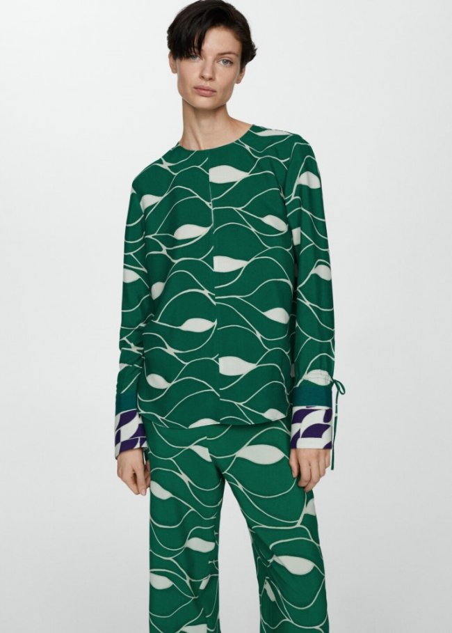 Mango Blusa estampada lazo - Verde