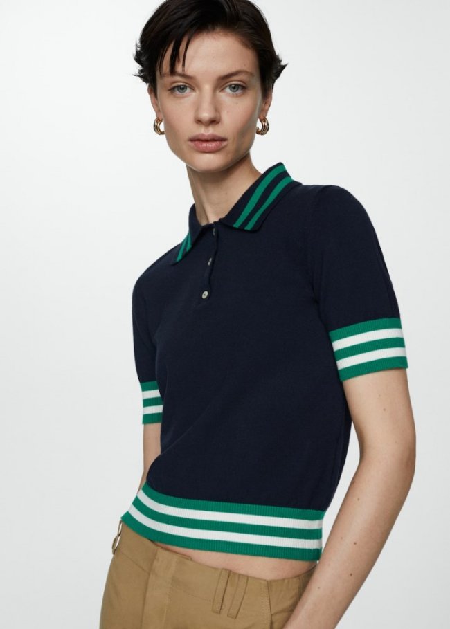 Mango Jersey punto cuello polo - Azul marino oscuro