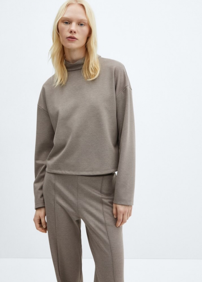 Mango Sudadera cuello desbocado - Marrón medio