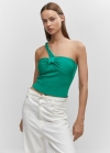 Mango Top punto cuello asimétrico - Verde