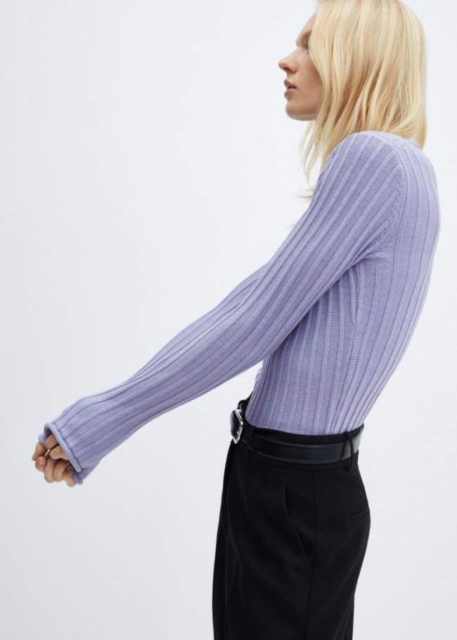 Mango Jersey punto canalé - Azul celeste