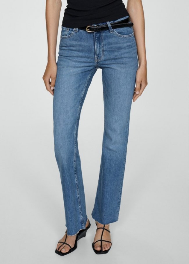 Mango Jeans flare tiro medio - Azul medio