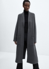 Mango Abrigo oversize punto bolsillos - Gris medio vigoré