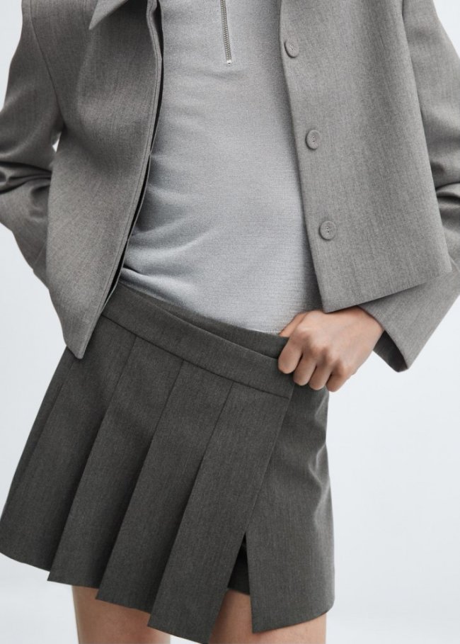 Mango Falda pantalón tablas - Gris