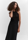 Mango Top punto cuello halter - Negro