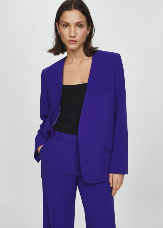 Mango Americana traje estructura - Azul
