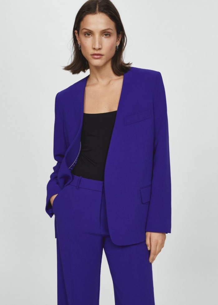 Mango Americana traje estructura - Azul