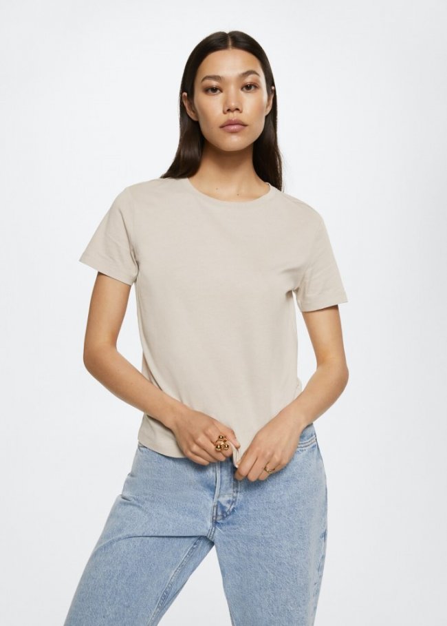Mango Camiseta 100% algodón - Gris claro/pastel