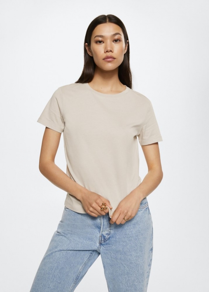Mango Camiseta 100% algodón - Gris claro/pastel