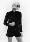 Mango Chaqueta bordado lentejuelas - Negro