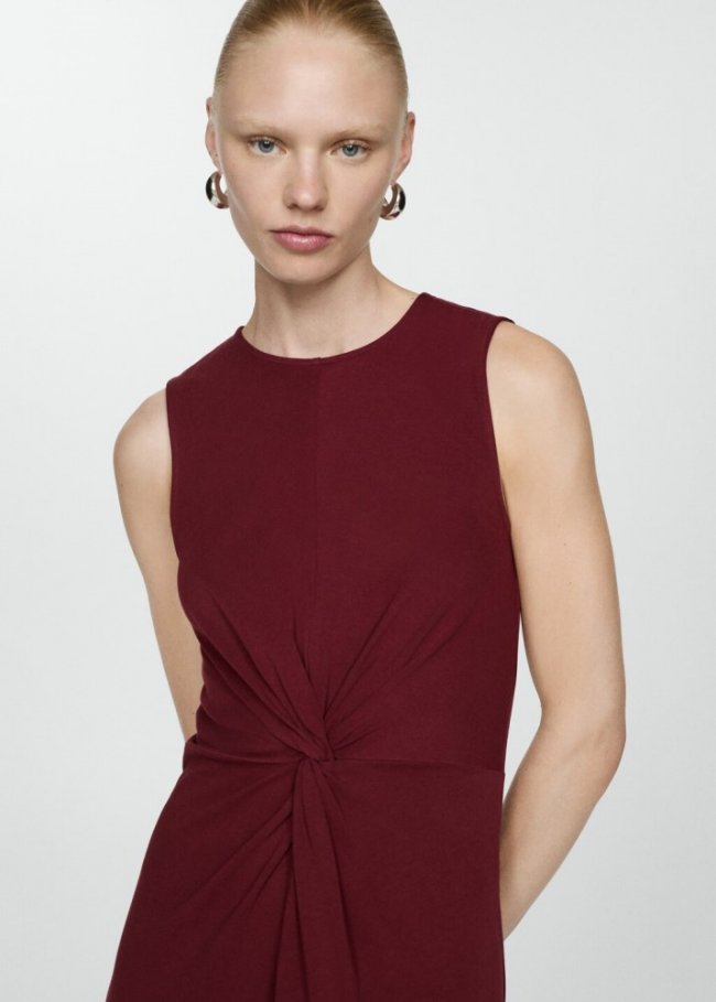 Mango Vestido midi detalle drapeado - Granate