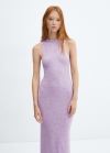 Mango Vestido punto largo - Morado claro/pastel