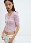 Mango Polo cremallera rayas - Morado claro/pastel
