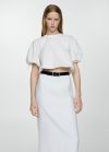 Mango Blusa manga abullonada - Blanco
