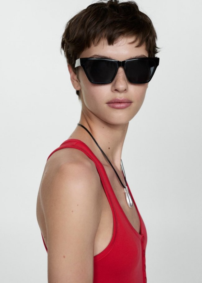 Mango Vestido modal botones - Rojo