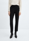 Mango Pantalón recto cinturón - Negro