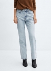 Mango Jeans rectos tiro medio - Azul claro
