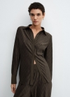 Mango Camisa textura botones - Khaki