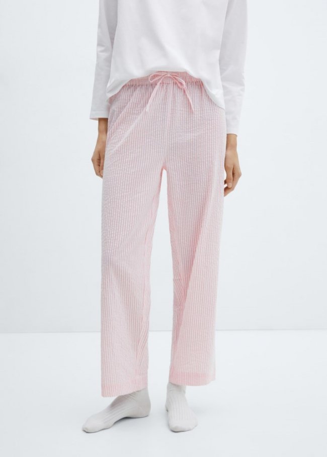 Mango Pijama dos piezas algodón rayas - Rosa