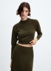 Mango Jersey crop cuello perkins - Khaki