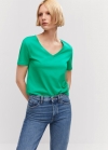 Mango Camiseta algodón cuello pico - Verde