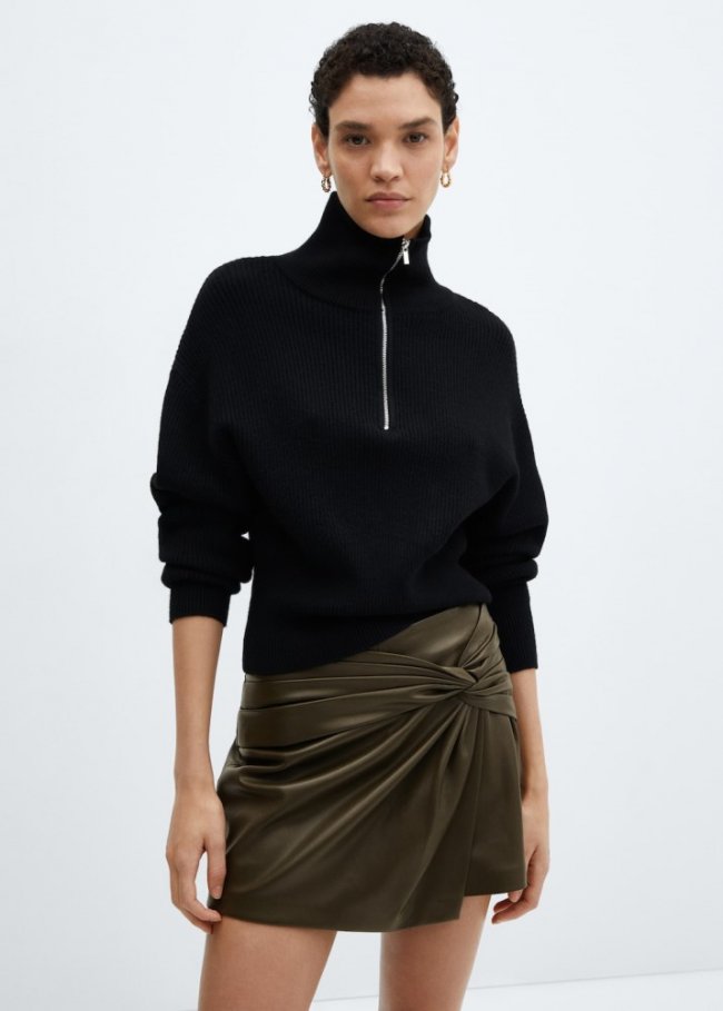 Mango Falda pantalón efecto piel - Khaki