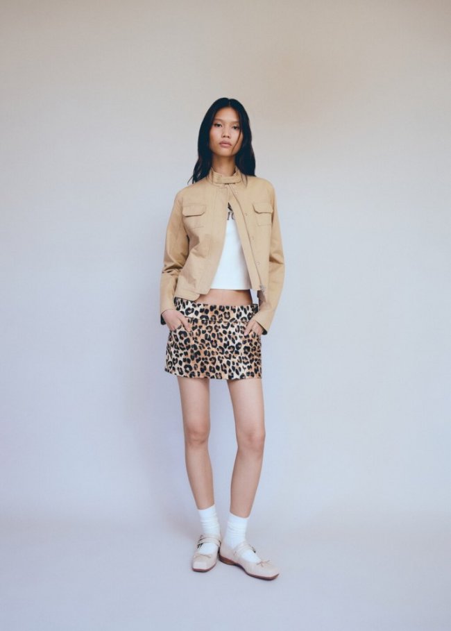 Mango Minifalda vaquera leopardo - Beige